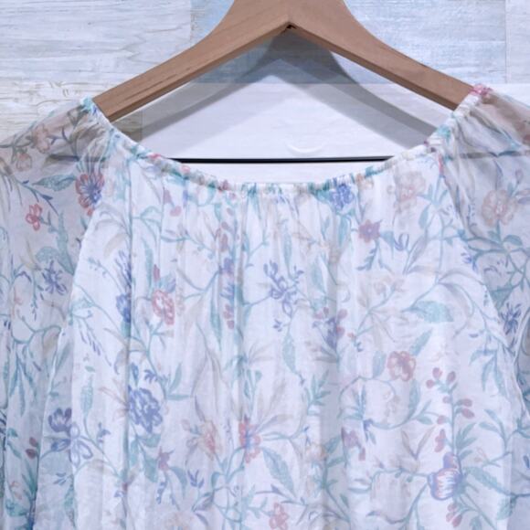 Viola Borghi Silk Floral Sheer Overlay Off The Shoulder Top Italy Womens Small - Picture 4 of 6